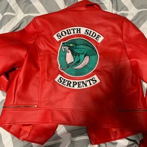 Red faux leather southside serpents jacket
